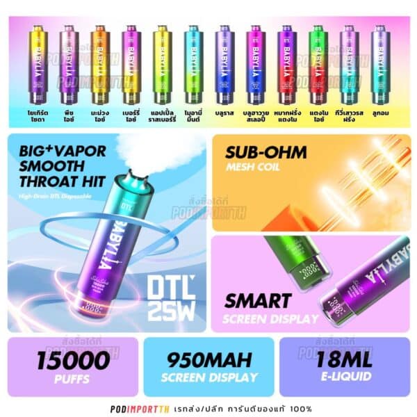 พอต พอตใช้แล้วทิ้ง พอตไฟฟ้า BabyLia 15000puff