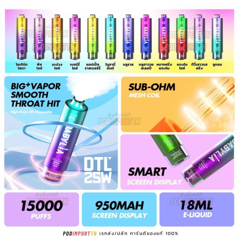 พอต พอตใช้แล้วทิ้ง พอตไฟฟ้า BabyLia 15000puff