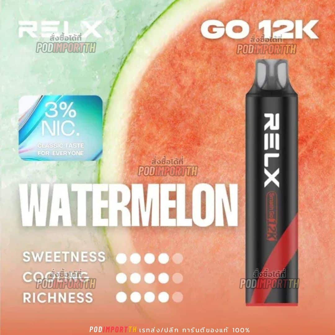 Relx Smash Go 12000puffs_Nic3_แตงโม พอต พอตใช้แล้วทิ้ง พอตไฟฟ้า Relx smash Go 12000puffs